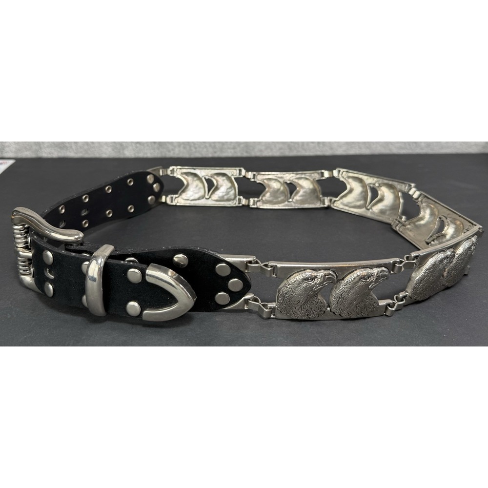 American Eagle‎ Head Metal Link Leather Adjustable Belt #2304 Size Small